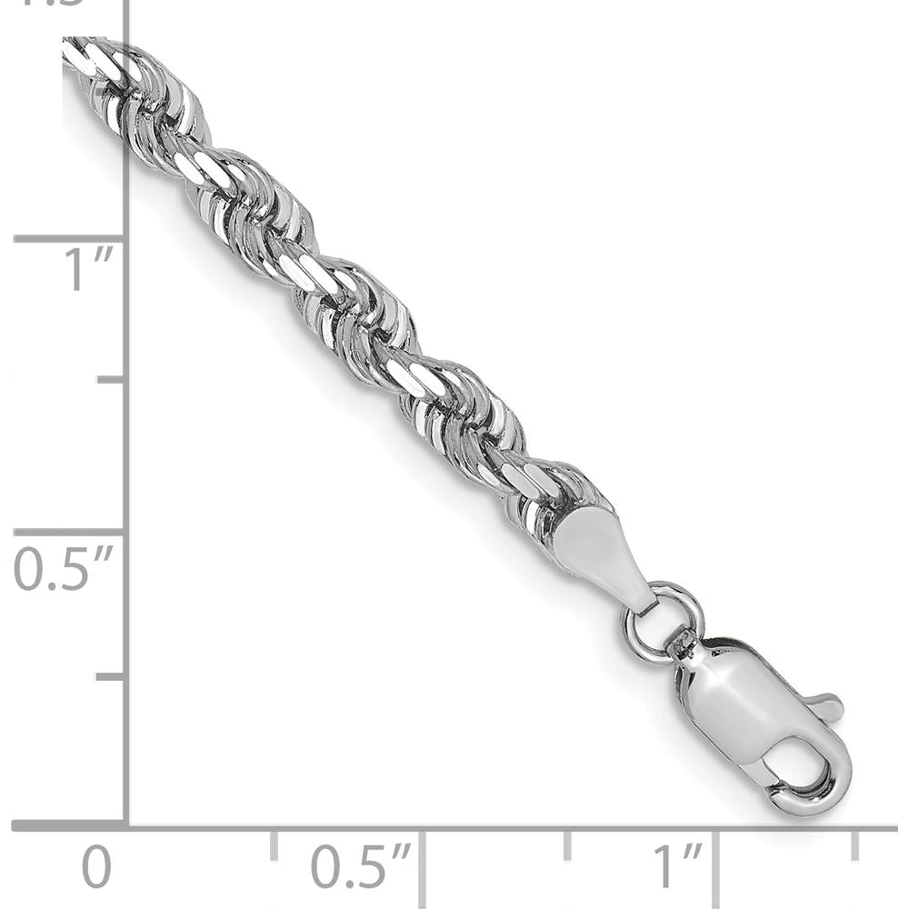 14K White Gold 7" Diamond-Cut Quadruple Rope Chain Bracelet with Lobster Clasp by Oro Pregiato