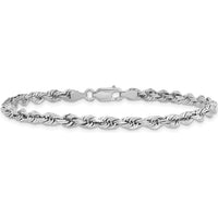14K White Gold 7" Diamond-Cut Quadruple Rope Chain Bracelet with Lobster Clasp by Oro Pregiato