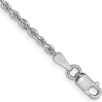 14K White Gold 7" Diamond-Cut Rope Chain Bracelet with Lobster Clasp - 2mm Width by Oro Pregiato