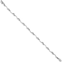 14K White Gold 7" Diamond Fancy Curved Link Bracelet - 0.004 Carats Total Diamond Weight by Monteluci Fine Jewelry