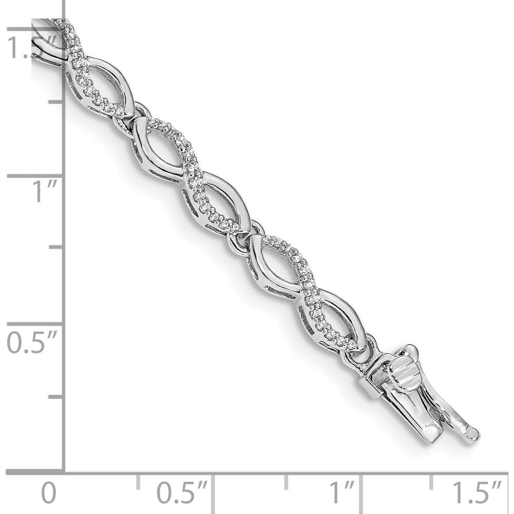 14K White Gold 7" Diamond Infinity Link Bracelet with Natural Round Diamonds - 1/2 Carats Total Diamond Weight by Monteluci Fine Jewelry