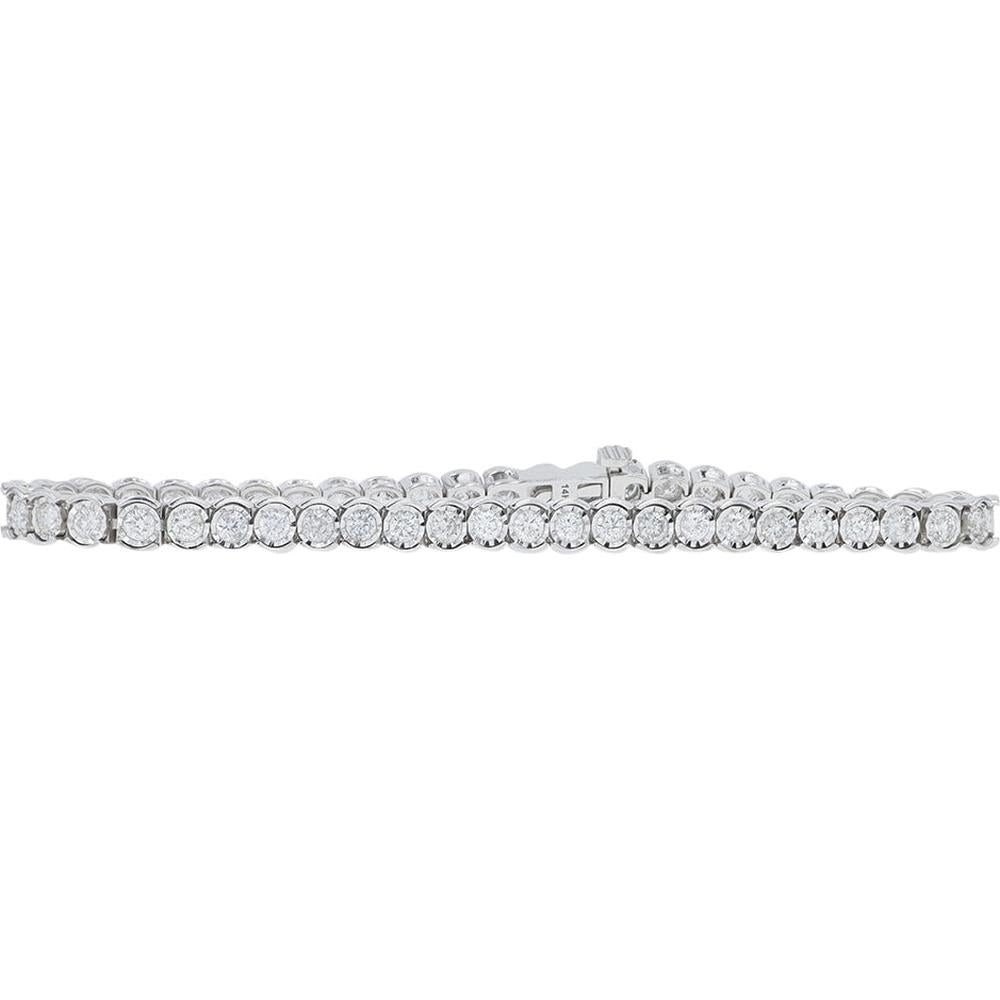 14K White Gold 7" Diamond Tennis Bracelet - 3.00 Carat Total Diamond Weight
