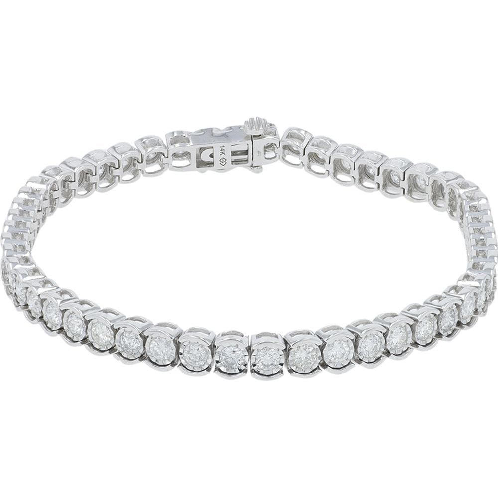 14K White Gold 7" Diamond Tennis Bracelet - 3.00 Carat Total Diamond Weight