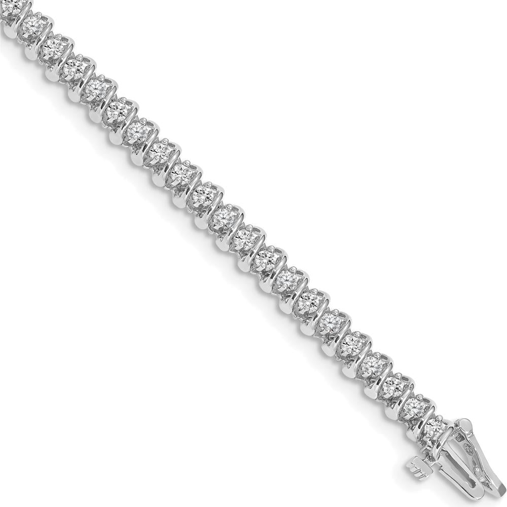 14K White Gold 7" Fancy Spiral Tennis Bracelet Mounting for 1.4 Carat Total Round Diamonds by Monteluci Fine Jewelry