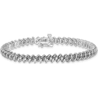 14K White Gold 7" Fancy Spiral Tennis Bracelet Mounting for 1.95 Carat Total Round Diamonds by Oro Pregiato