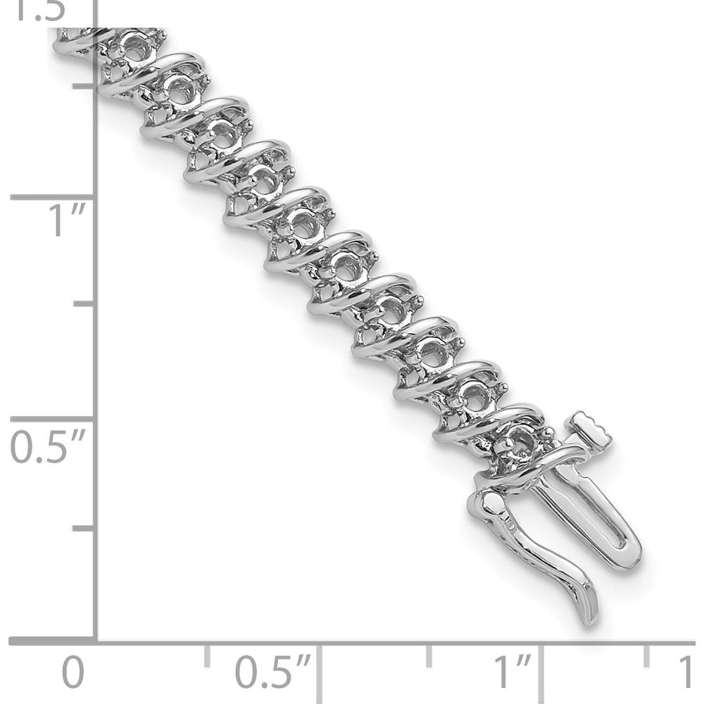 14K White Gold 7" Fancy Spiral Tennis Bracelet Mounting for 1.95 Carat Total Round Diamonds by Oro Pregiato