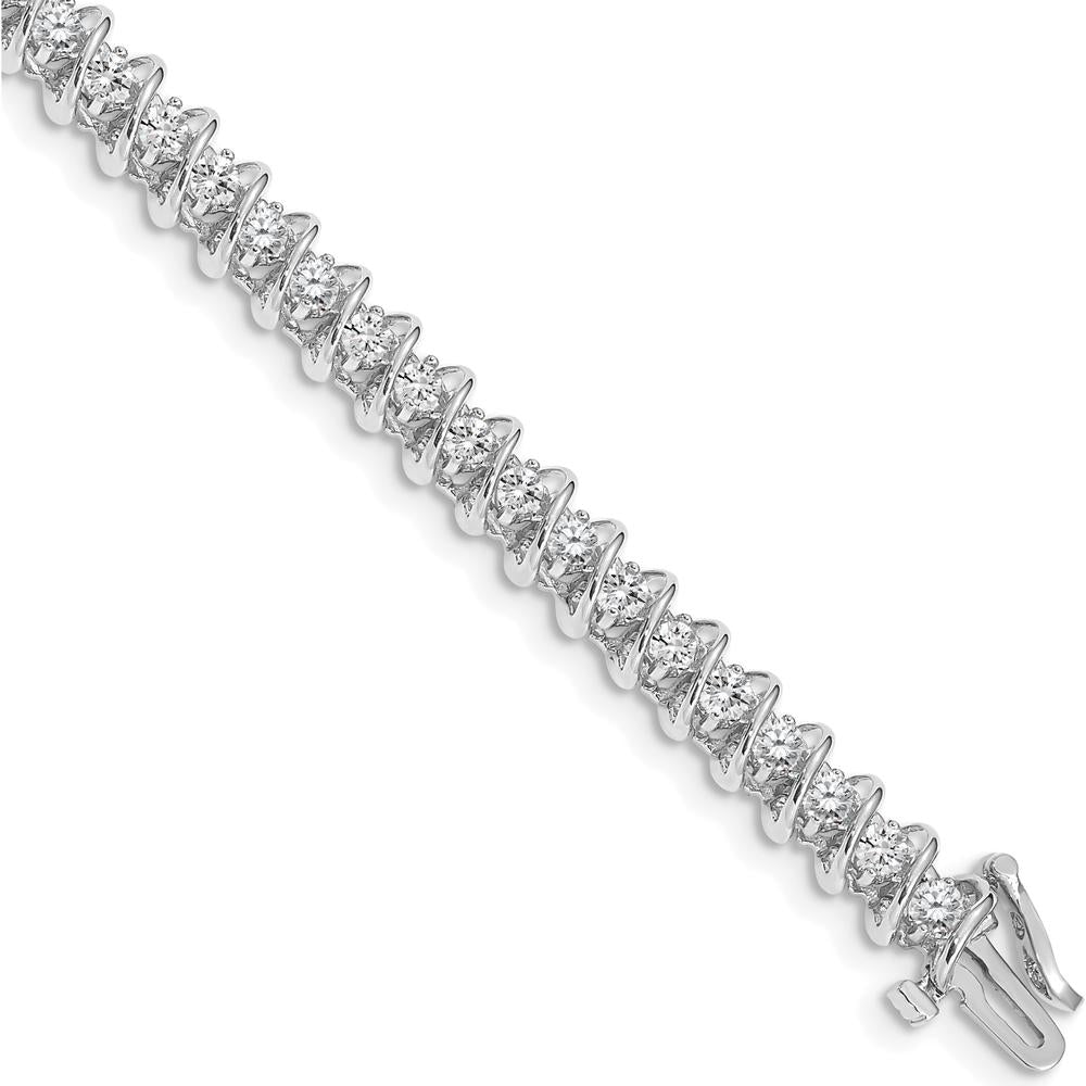 14K White Gold 7" Fancy Spiral Tennis Bracelet Mounting for 3.31 Carat Round Diamonds by Monteluci Fine Jewelry