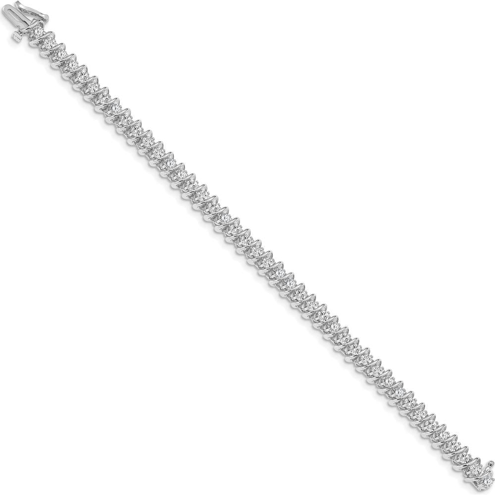 14K White Gold 7" Fancy Spiral Tennis Bracelet Mounting for 3.31 Carat Round Diamonds by Monteluci Fine Jewelry