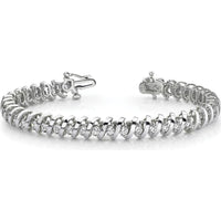 14K White Gold 7" Fancy Spiral Tennis Bracelet Mounting for 3.31 Carat Round Diamonds by Monteluci Fine Jewelry