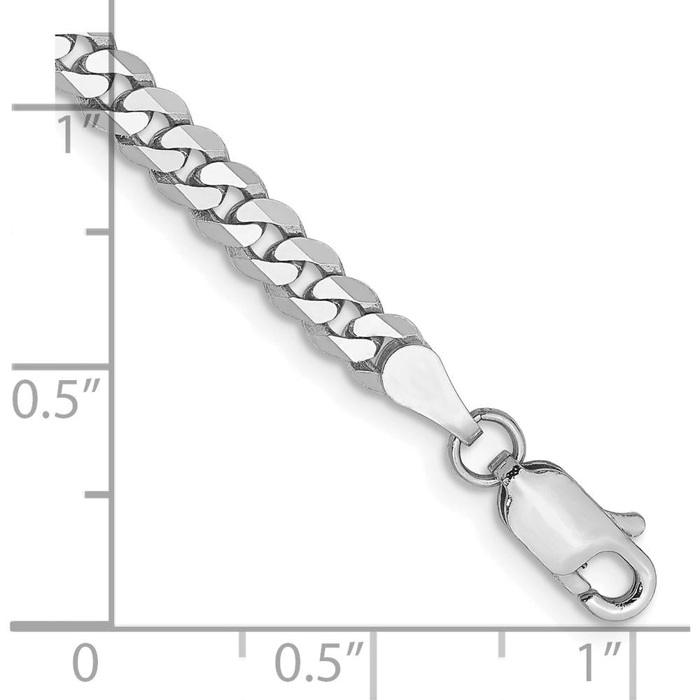 14K White Gold 7" Flat Beveled Curb Bracelet with Lobster Clasp by 0