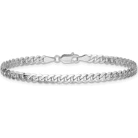 14K White Gold 7" Flat Beveled Curb Bracelet with Lobster Clasp by 0
