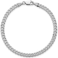 14K White Gold 7" Flat Beveled Curb Bracelet with Lobster Clasp by 0