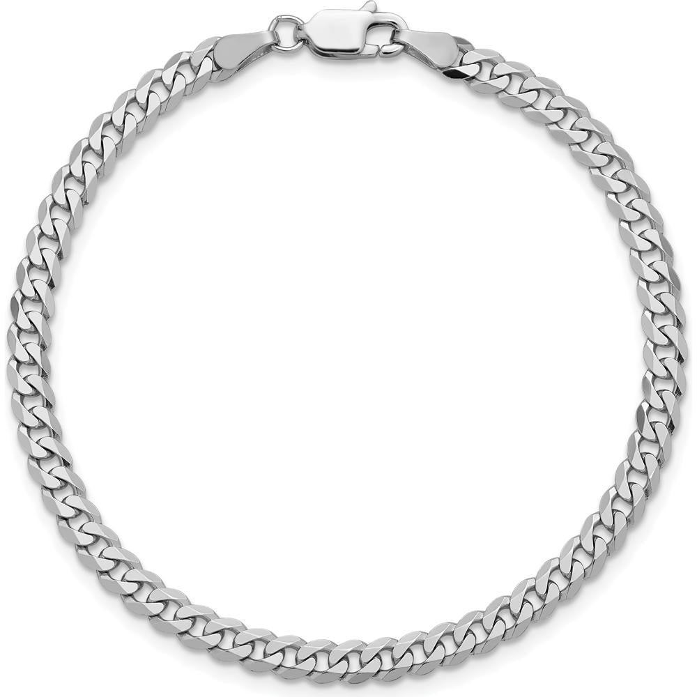 14K White Gold 7" Flat Beveled Curb Bracelet with Lobster Clasp by 0