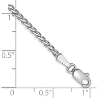14K White Gold 7" Flat Wheat Chain Bracelet with Polished Rhodium Finish and Lobster Clasp by Oro Pregiato
