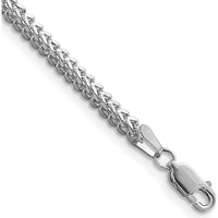 14K White Gold 7" Franco Chain Bracelet with Lobster Clasp - 2.3mm Width by Oro Pregiato