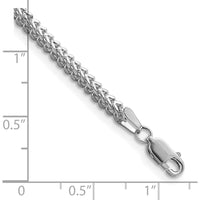 14K White Gold 7" Franco Chain Bracelet with Lobster Clasp - 2.3mm Width by Oro Pregiato