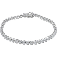 14K White Gold 7" Heart Motif Tennis Bracelet with Diamonds - 2.00 Carats Total Diamond Weight