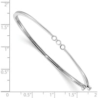 14K White Gold 7" Hinged Oval Bangle Bracelet Mounting for Three 2.5mm Round Stones by Oro Pregiato