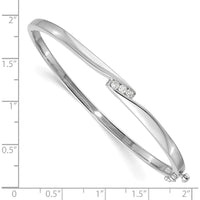 14K White Gold 7" Hinged Oval Bangle Bracelet with 3 Channel-Set Round Diamonds - 0.12 Carat Total Diamond Weight by Monteluci Fine Jewelry