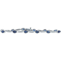 14K White Gold 7-Inch Bracelet with Bezel-Set Pear Sapphires and Pavé Diamond Links - 3.00 Carat Sapphire and 0.40 Carat Diamond Total Weight