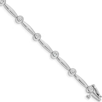14K White Gold 7-Inch Diamond Bezel Curved Bar Link Bracelet - 1/2 Carat Total Diamond Weight by Monteluci Fine Jewelry