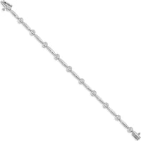 14K White Gold 7-Inch Diamond Bezel Curved Bar Link Bracelet - 1/2 Carat Total Diamond Weight by Monteluci Fine Jewelry