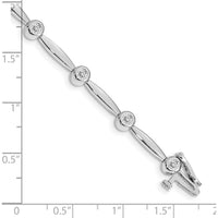 14K White Gold 7-Inch Diamond Bezel Curved Bar Link Bracelet - 1/2 Carat Total Diamond Weight by Monteluci Fine Jewelry
