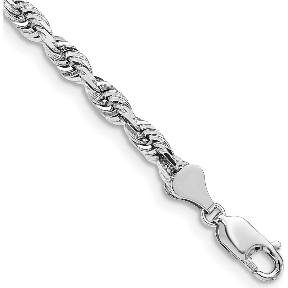 14K White Gold 7-Inch Diamond-Cut Quadruple Rope Bracelet with Lobster Clasp by Oro Pregiato