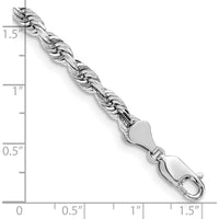 14K White Gold 7-Inch Diamond-Cut Quadruple Rope Bracelet with Lobster Clasp by Oro Pregiato