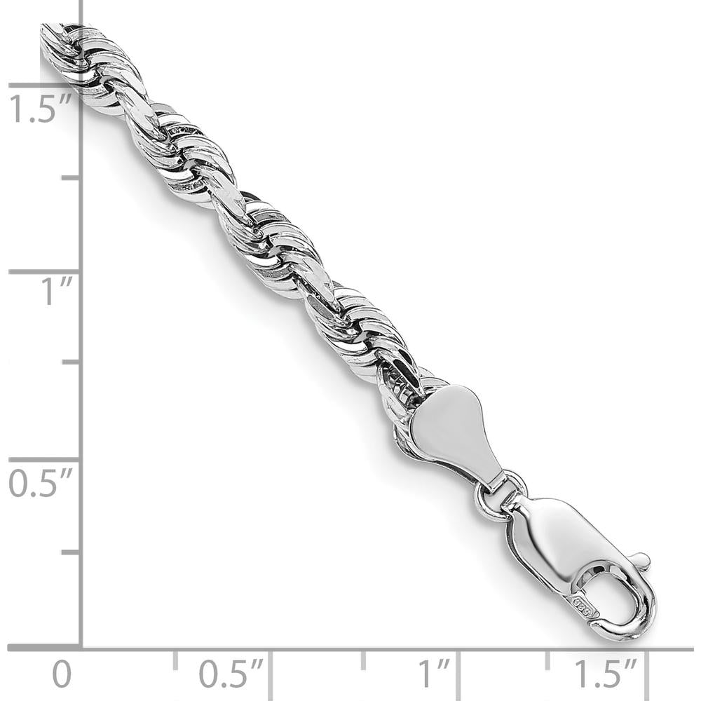 14K White Gold 7-Inch Diamond-Cut Quadruple Rope Bracelet with Lobster Clasp by Oro Pregiato