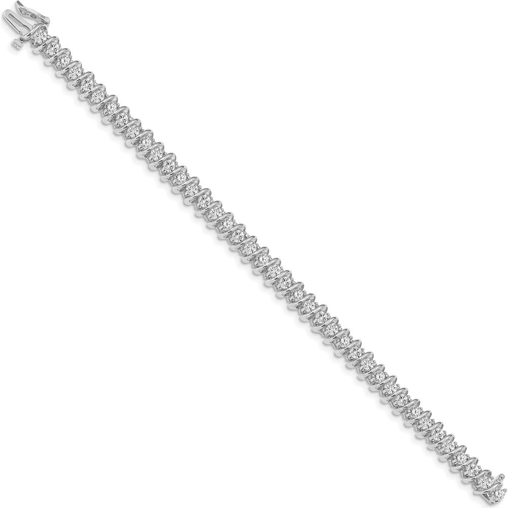 14K White Gold 7-Inch Fancy Spiral Tennis Bracelet with 40 Round Diamonds - 3.72 Carat Total Diamond Weight by Monteluci Fine Jewelry