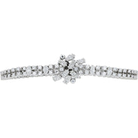 14K White Gold 7-Inch Floral Cluster Diamond Bracelet with Marquise and Round Cut Stones - 4.00 Carat Total Diamond Weight