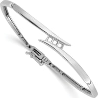 14K White Gold 7-Inch Hinged Bangle Bracelet Mounting for Three 2.9mm Round Stones with Channel Setting by Oro Pregiato
