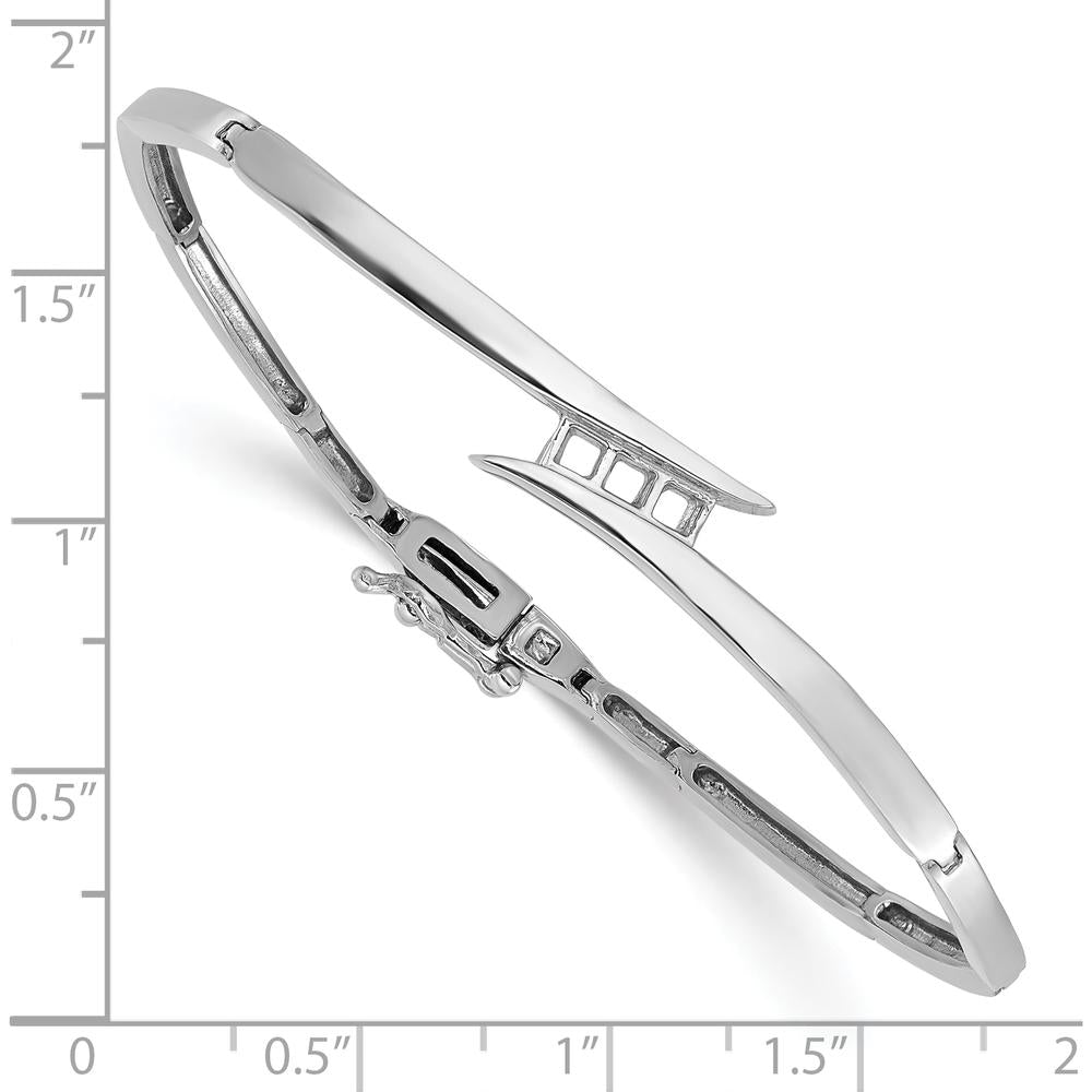 14K White Gold 7-Inch Hinged Bangle Bracelet Mounting for Three 2.9mm Round Stones with Channel Setting by Oro Pregiato