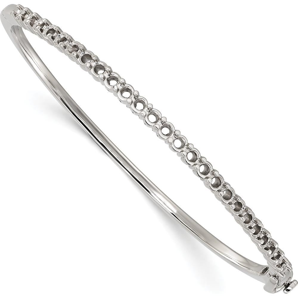 14K White Gold 7-Inch Hinged Bangle Mounting for 25 Round 2.9mm Stones - 1.9 Carat Total Weight by Oro Pregiato