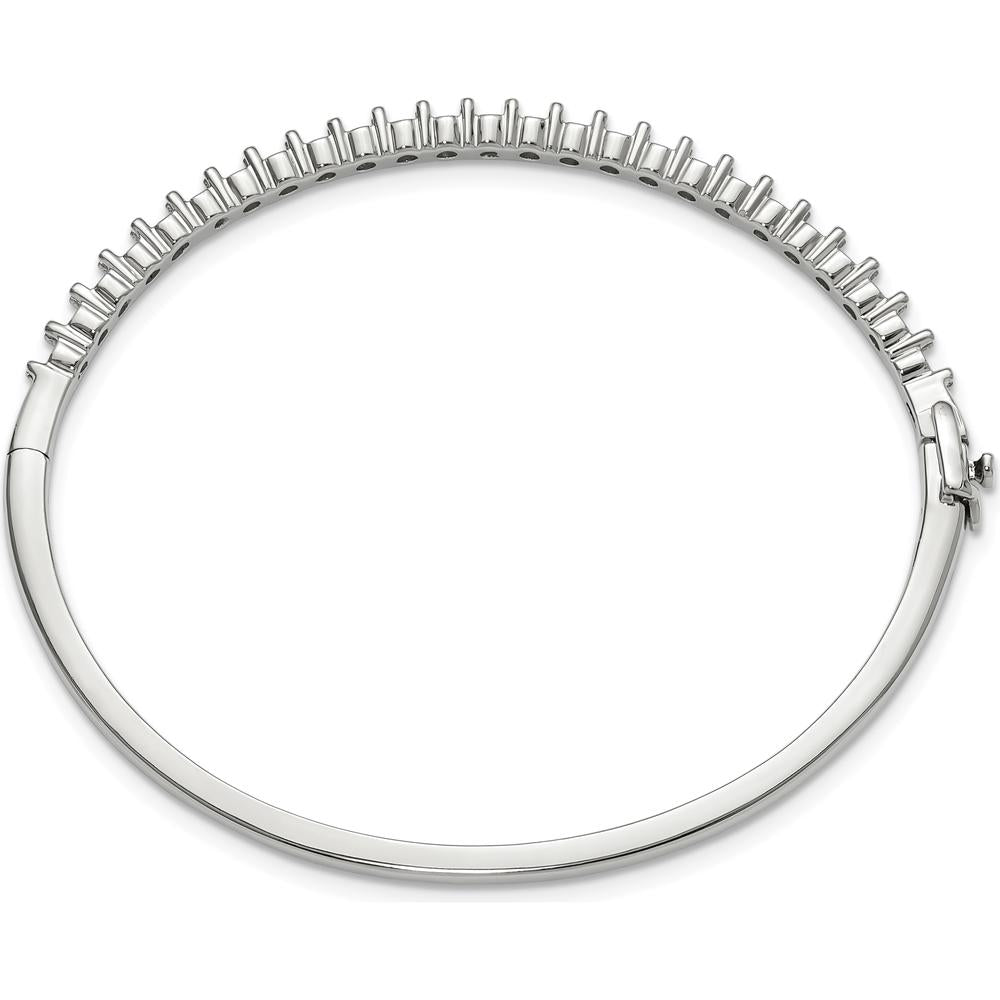 14K White Gold 7-Inch Hinged Bangle Mounting for 25 Round 2.9mm Stones - 1.9 Carat Total Weight by Oro Pregiato