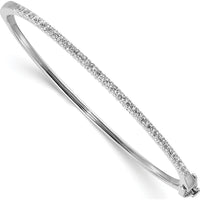 14K White Gold 7-Inch Hinged Bangle with 27 Round Diamond Mountings - .97 Carat Total Diamond Weight by Oro Pregiato