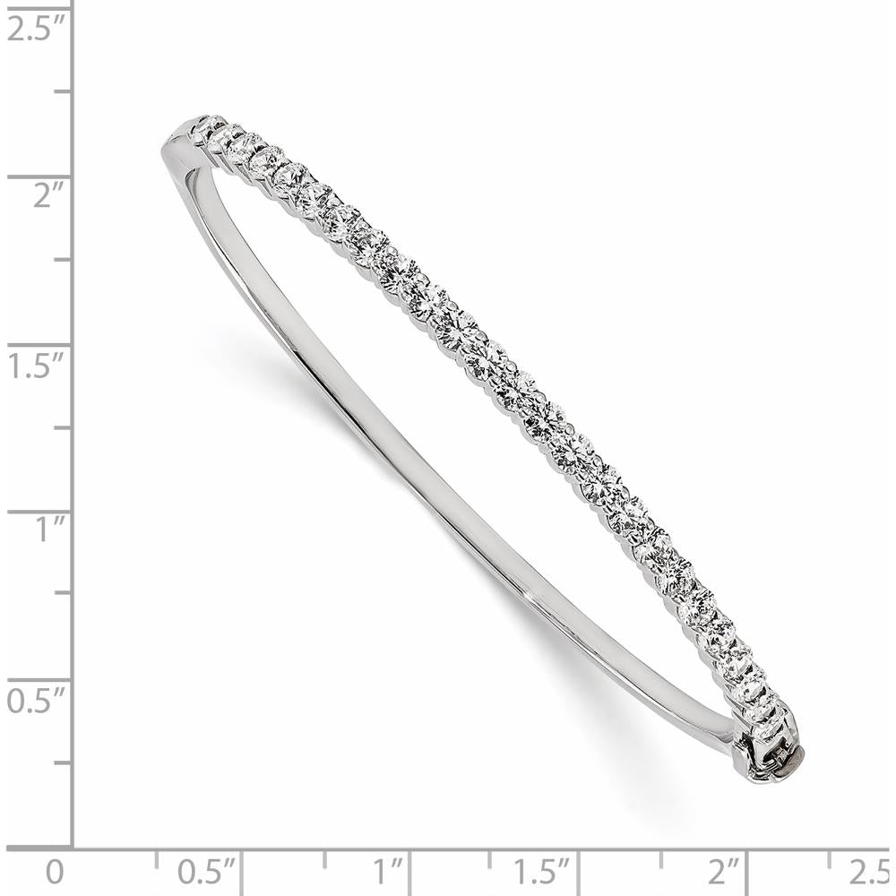 14K White Gold 7-Inch Hinged Bangle with 27 Round Diamond Mountings - .97 Carat Total Diamond Weight by Oro Pregiato
