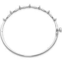 14K White Gold 7-Inch Hinged Oval Bangle Bracelet Mounting for Seven 2.6mm Round Stones by Oro Pregiato