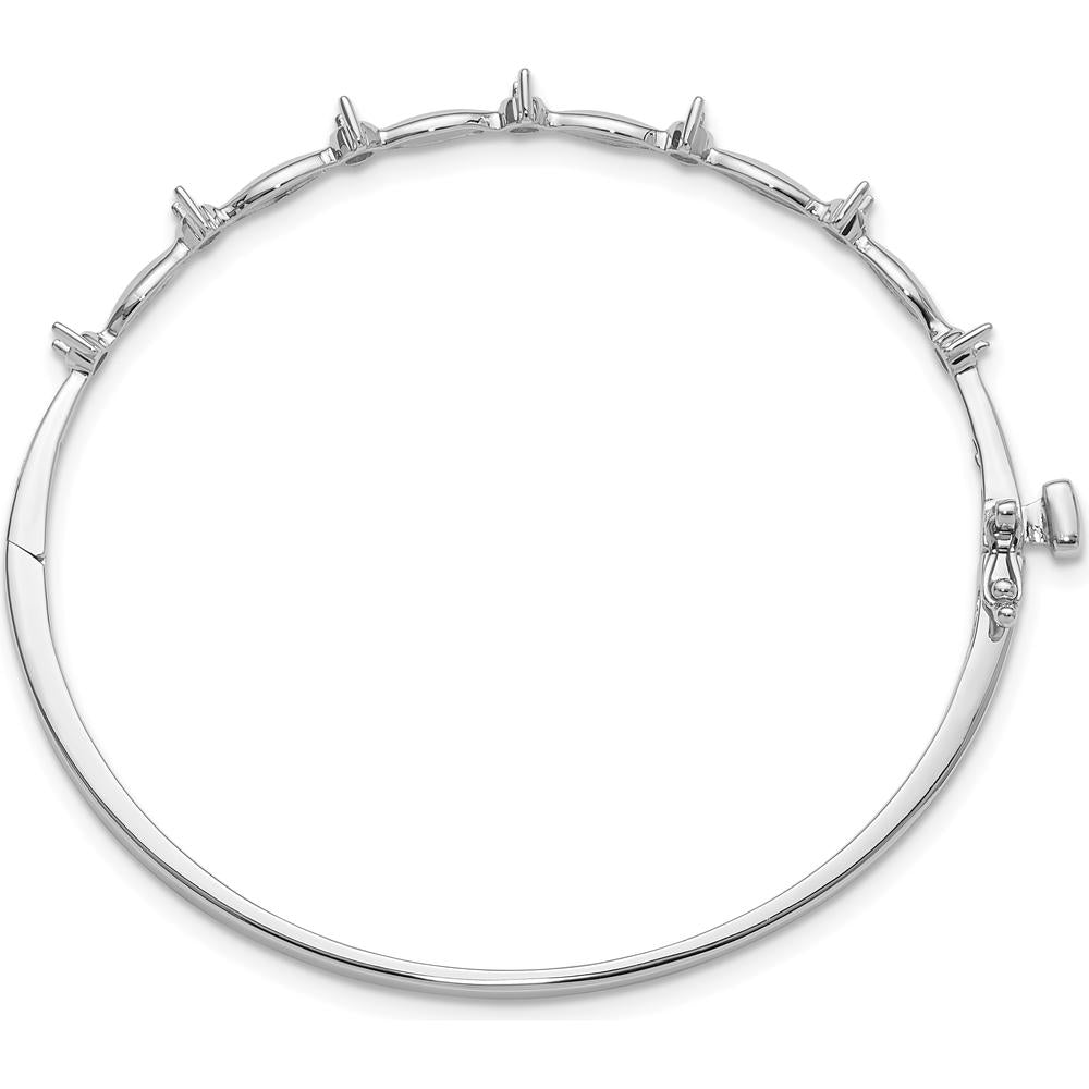 14K White Gold 7-Inch Hinged Oval Bangle Bracelet Mounting for Seven 2.6mm Round Stones by Oro Pregiato