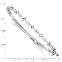 14K White Gold 7-Inch Hinged Oval Bangle Bracelet Mounting for Seven 2.6mm Round Stones by Oro Pregiato