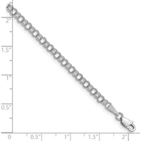 14K White Gold 7-Inch Solid Double Link Charm Bracelet - 3.5mm Width by 0