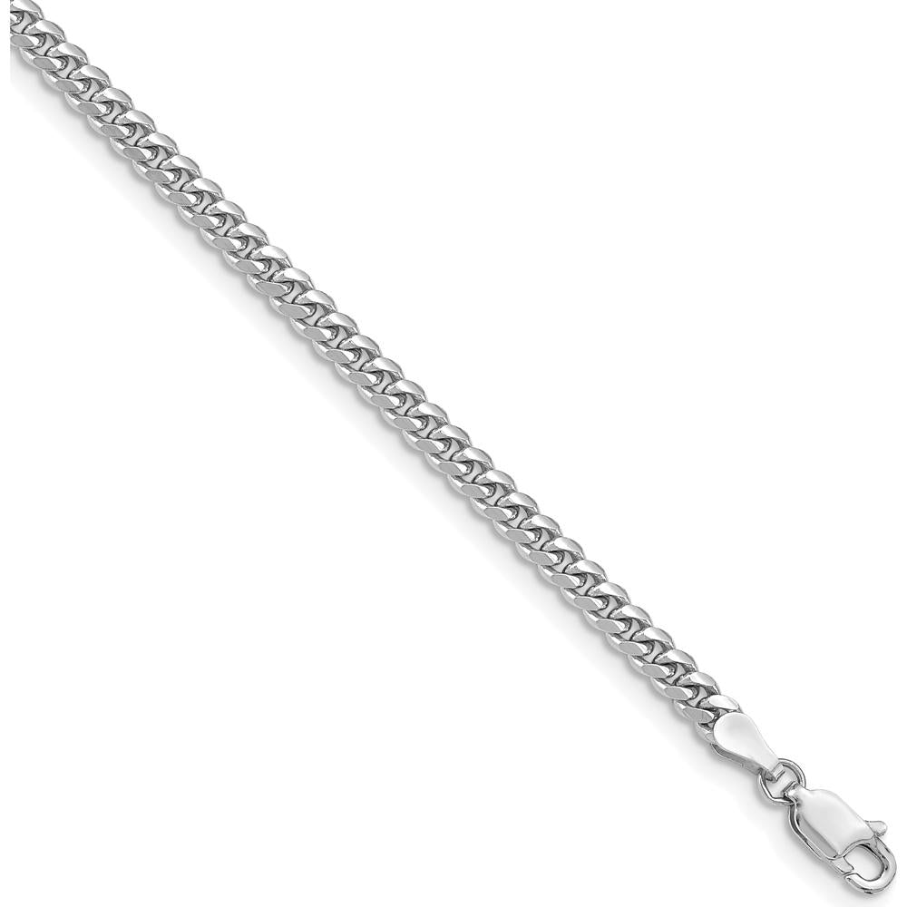 14K White Gold 7-Inch Solid Miami Cuban Chain Bracelet by Oro Pregiato