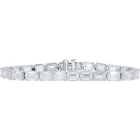 14K White Gold 7-Inch Tennis Bracelet with 14.00 Carat Total Weight Emerald-Cut Lab Grown Diamonds