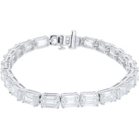 14K White Gold 7-Inch Tennis Bracelet with 14.00 Carat Total Weight Emerald-Cut Lab Grown Diamonds