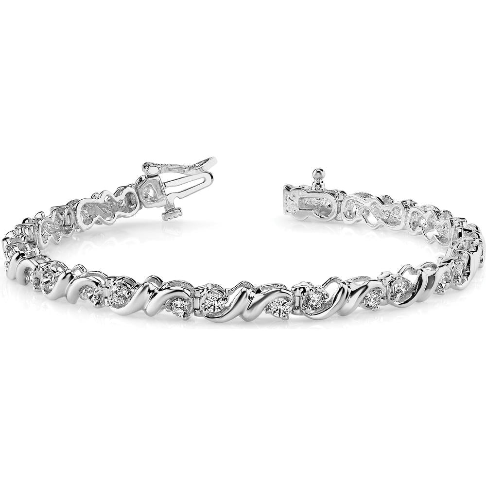 14K White Gold 7-Inch Tennis Bracelet with 28 Round Diamonds - 2.88 Carat Total Diamond Weight by Monteluci Fine Jewelry