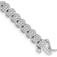 14K White Gold 7-Inch Tennis Bracelet with 3 Carat Round Diamonds - Natural Diamond Cluster Setting by Monteluci Fine Jewelry