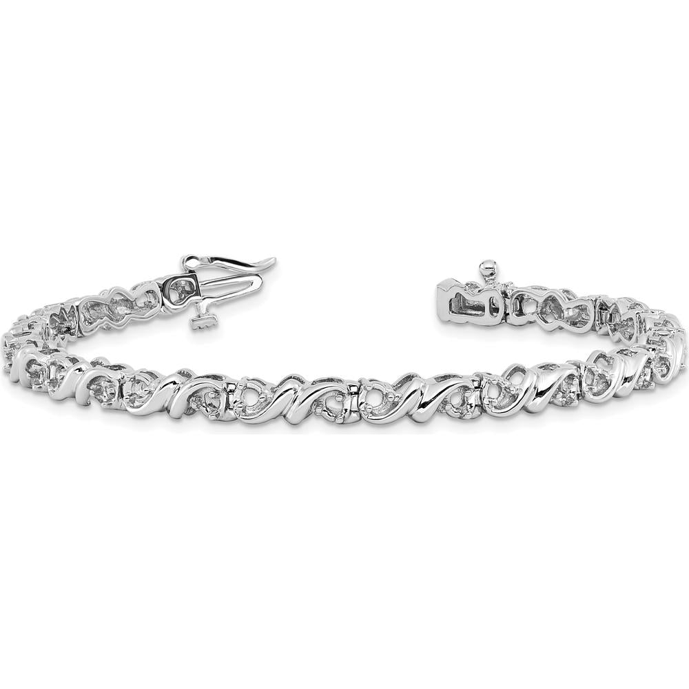 14K White Gold 7-inch Tennis Bracelet with 30 Round Diamonds - 1.17 Carat Total Diamond Weight by Monteluci Fine Jewelry