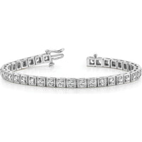 14K White Gold 7-Inch Tennis Bracelet with 34 Round Diamonds - 5.1 Carat Total Diamond Weight by Monteluci Fine Jewelry