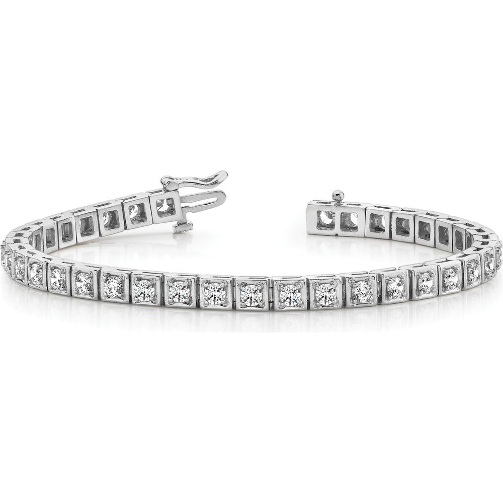 14K White Gold 7-Inch Tennis Bracelet with 34 Round Diamonds - 5.1 Carat Total Diamond Weight by Monteluci Fine Jewelry